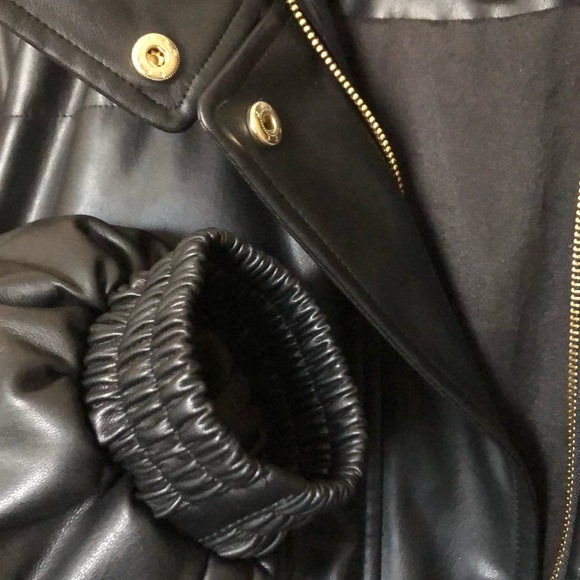 Vegan Leather Puffer Jacket + Belt - Picture 7 of 9